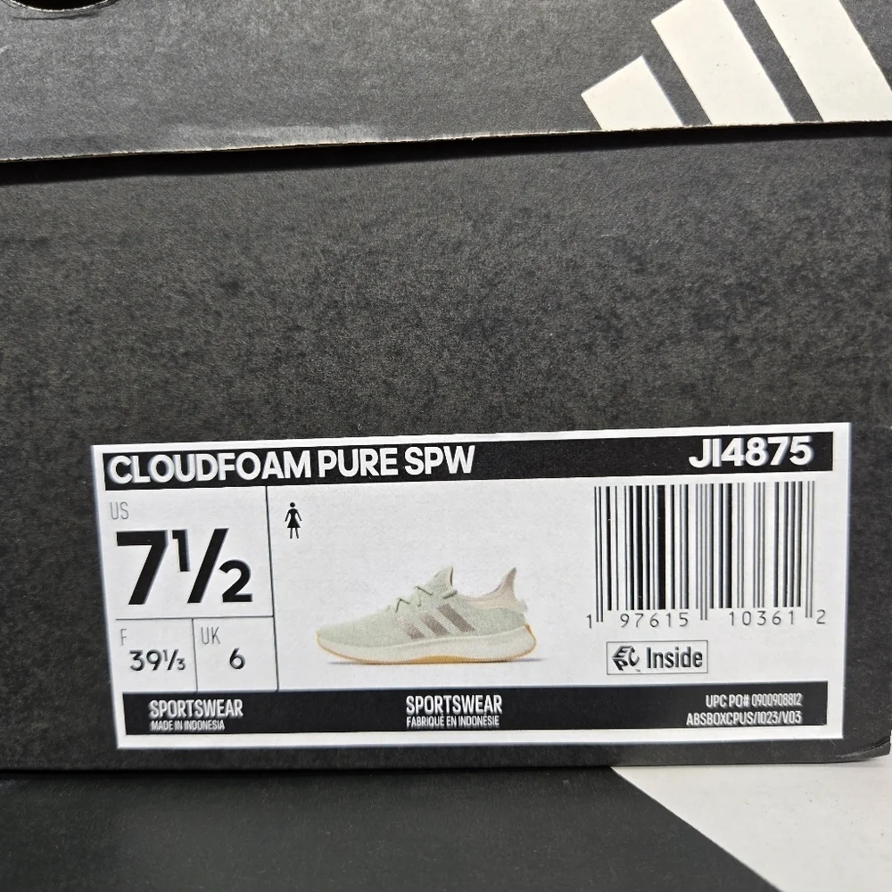 New adidas Cloudfoam Pure 'Linen Green Gum' Women's Running Shoes Size 7.5